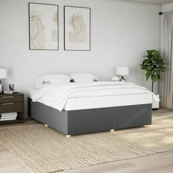 Gossi cadru de pat fara saltea, gri inchis, 180x200 cm, textil