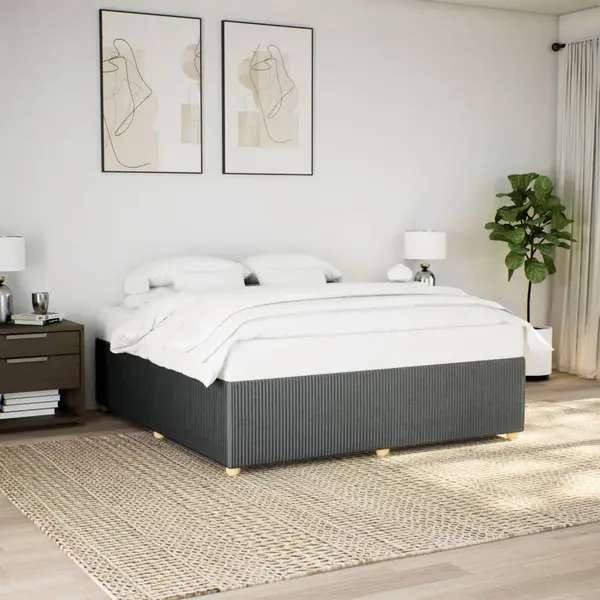 Gossi cadru de pat fara saltea, gri inchis, 200x200 cm, textil