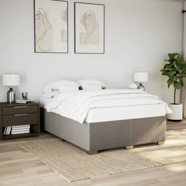 Gossi cadru de pat fara saltea, gri taupe, 140x190 cm, textil