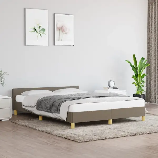 Gossi cadru de pat fara saltea, gri taupe, 140x190 cm, textil