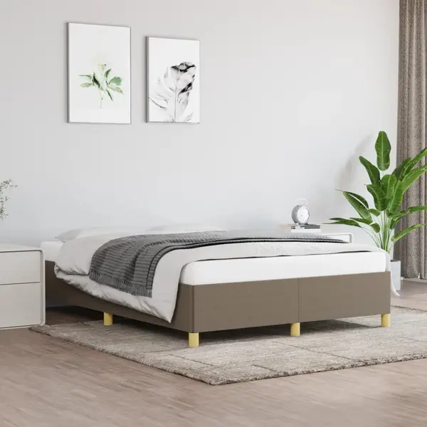 Gossi cadru de pat fara saltea, gri taupe, 140x190 cm, textil