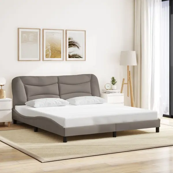 Gossi cadru de pat fara saltea, gri taupe, 180x200 cm, textil