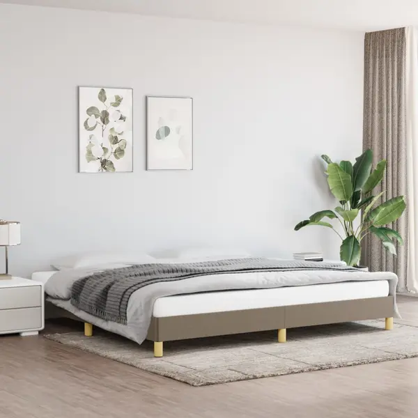 Gossi cadru de pat fara saltea, gri taupe, 200x200 cm, textil