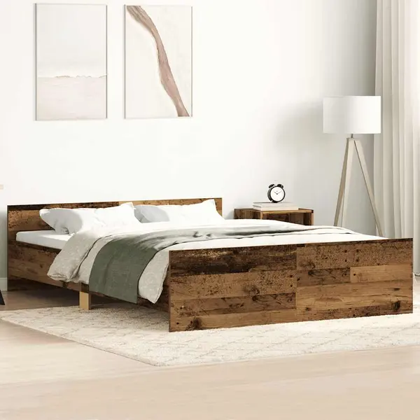 Gossi cadru de pat fara saltea lemn vechi 120x200cm lemn prelucrat