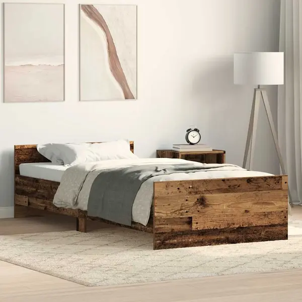 Gossi cadru de pat fara saltea lemn vechi 75x190 cm lemn prelucrat