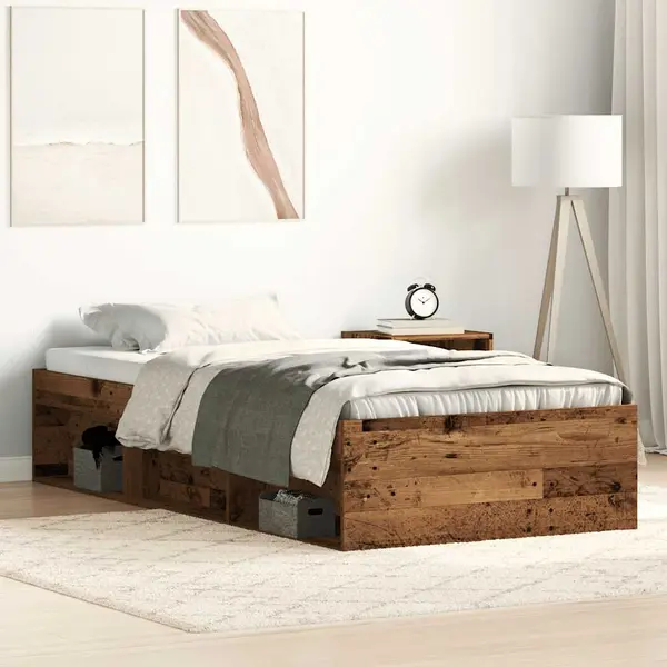 Gossi cadru de pat fara saltea lemn vechi 75x190 cm lemn prelucrat