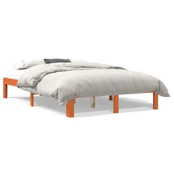 Gossi cadru de pat fara saltea, maro ceruit 140x200 cm lemn masiv pin