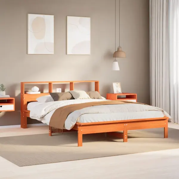 Gossi cadru de pat fara saltea, maro ceruit 140x200 cm lemn masiv pin