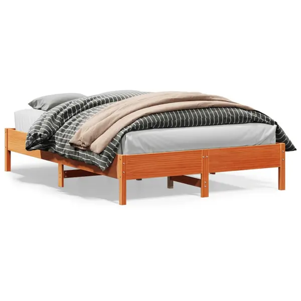 Gossi cadru de pat fara saltea, maro ceruit 140x200 cm lemn masiv pin