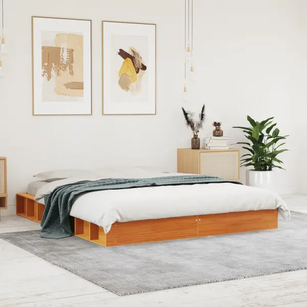 Gossi cadru de pat fara saltea, maro ceruit 150x200 cm lemn masiv pin