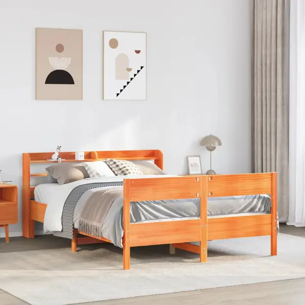 Gossi cadru de pat fara saltea, maro ceruit 150x200 cm lemn masiv pin