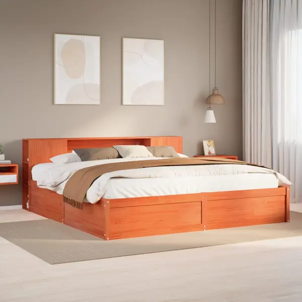 Gossi cadru de pat fara saltea, maro ceruit 180x200 cm lemn masiv pin