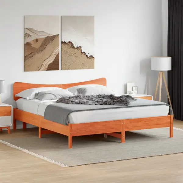 Gossi cadru de pat fara saltea, maro ceruit 180x200 cm lemn masiv pin