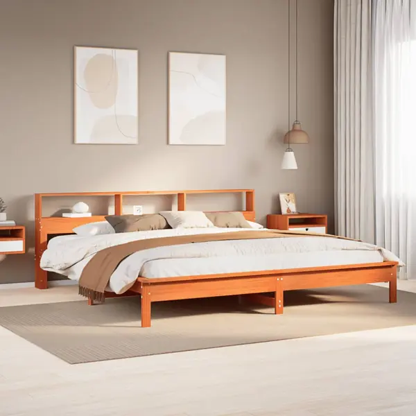Gossi cadru de pat fara saltea, maro ceruit 180x200 cm lemn masiv pin