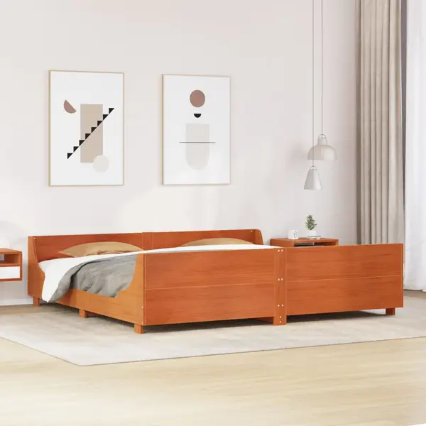 Gossi cadru de pat fara saltea, maro ceruit 180x200 cm lemn masiv pin