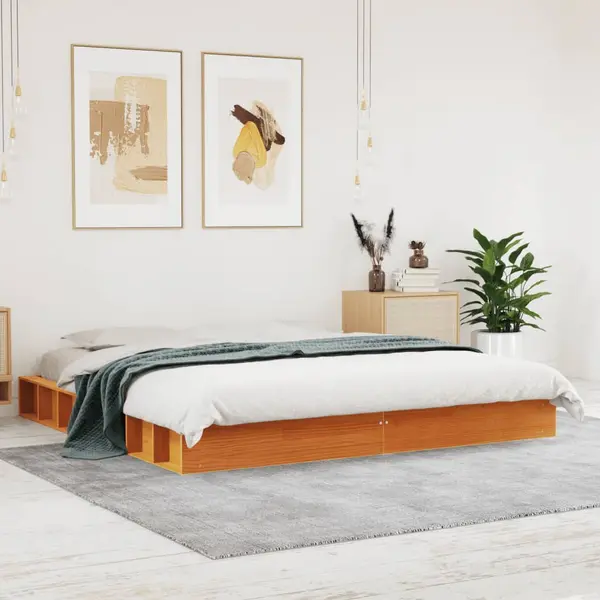 Gossi cadru de pat fara saltea, maro ceruit 180x200 cm lemn masiv pin
