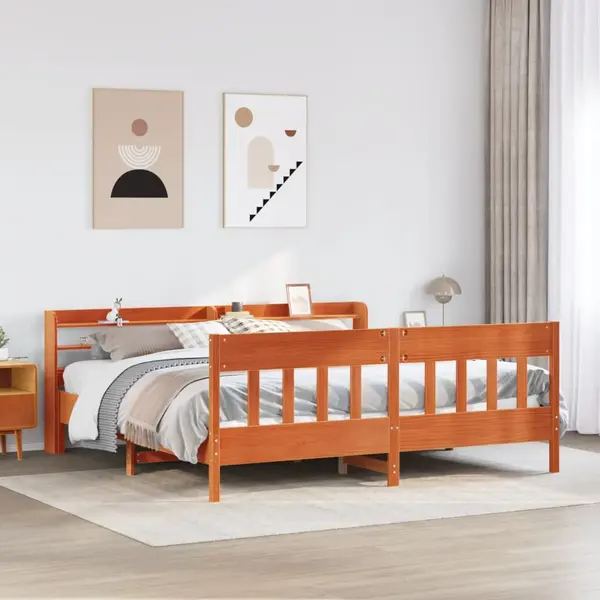 Gossi cadru de pat fara saltea, maro ceruit 180x200 cm lemn masiv pin