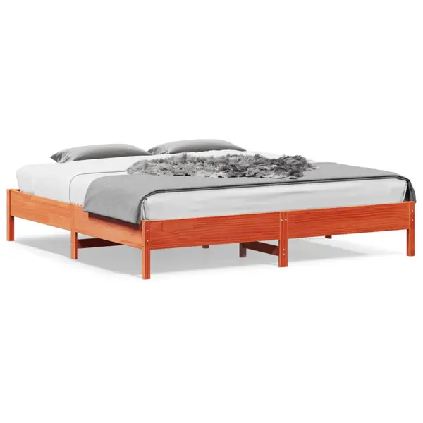 Gossi cadru de pat fara saltea, maro ceruit 180x200 cm lemn masiv pin