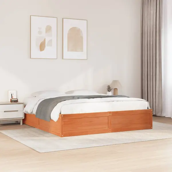 Gossi cadru de pat fara saltea, maro ceruit 180x200 cm lemn masiv pin