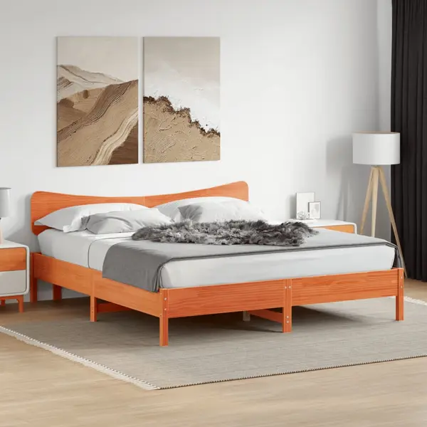 Gossi cadru de pat fara saltea, maro ceruit 200x200 cm lemn masiv pin