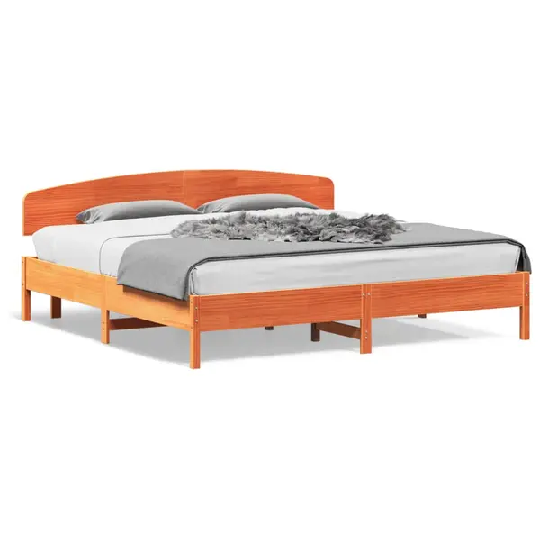 Gossi cadru de pat fara saltea, maro ceruit 200x200 cm lemn masiv pin
