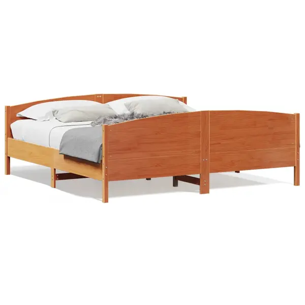 Gossi cadru de pat fara saltea, maro ceruit 200x200 cm lemn masiv pin
