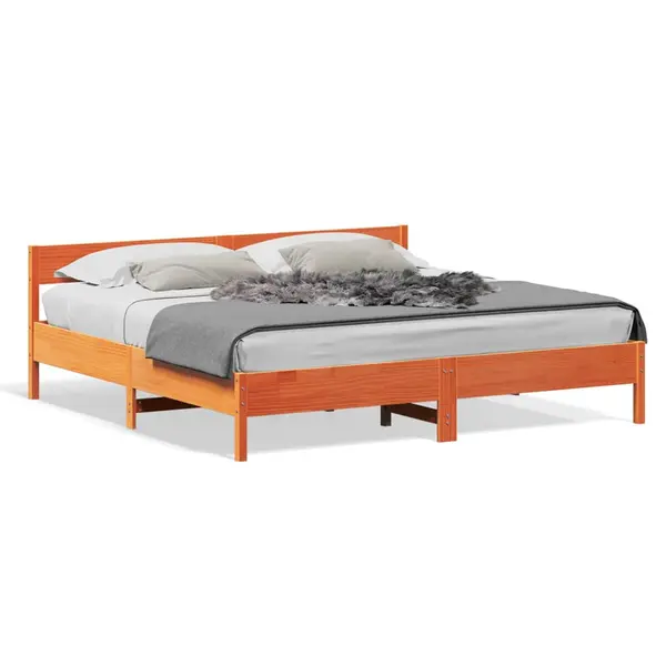 Gossi cadru de pat fara saltea, maro ceruit 200x200 cm lemn masiv pin