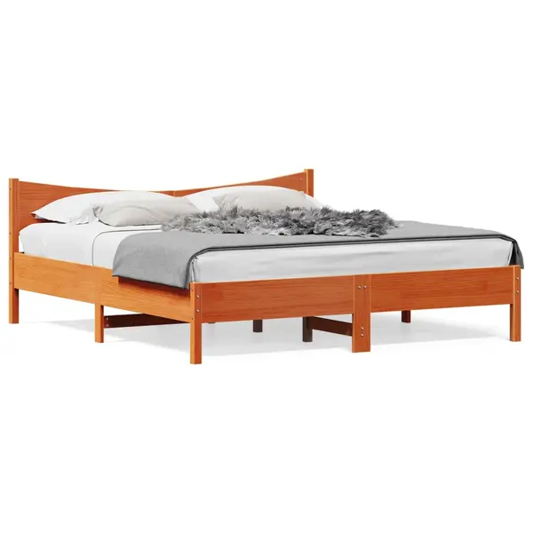 Gossi cadru de pat fara saltea, maro ceruit 200x200 cm lemn masiv pin