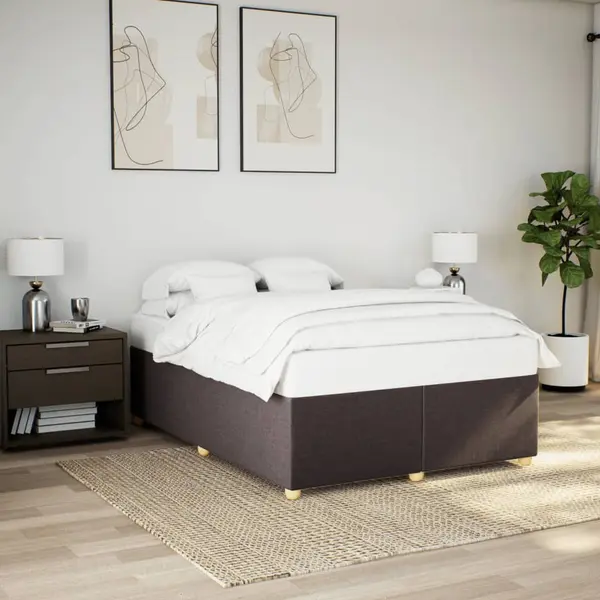 Gossi cadru de pat fara saltea, maro inchis, 140x200 cm, textil