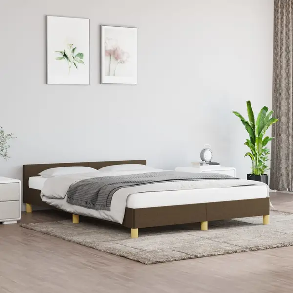 Gossi cadru de pat fara saltea, maro inchis, 140x200 cm, textil