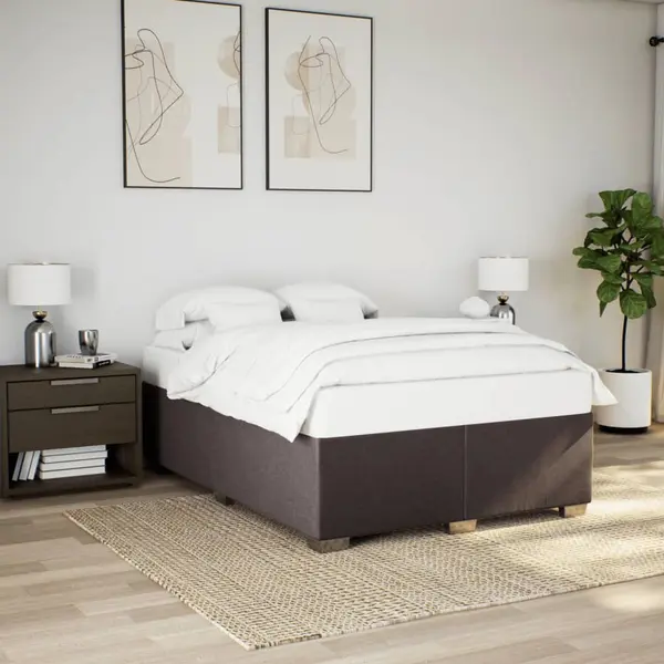 Gossi cadru de pat fara saltea, maro inchis, 140x200 cm, textil