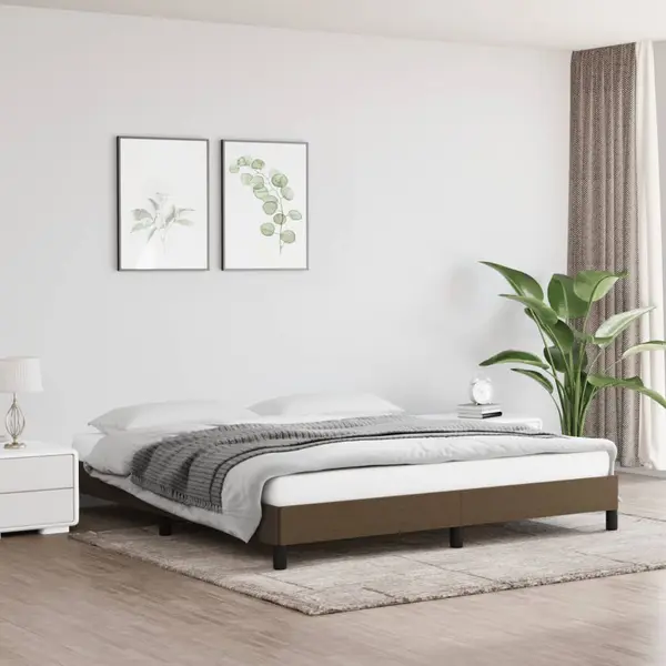Gossi cadru de pat fara saltea, maro inchis, 160x200 cm, textil