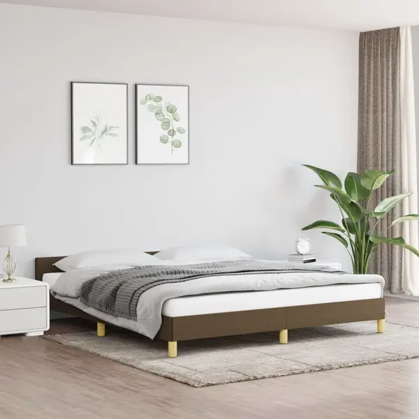 Gossi cadru de pat fara saltea, maro inchis, 160x200 cm, textil