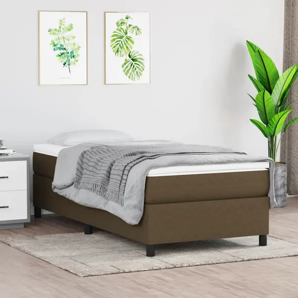 Gossi cadru de pat fara saltea, maro inchis, 80x200 cm, textil