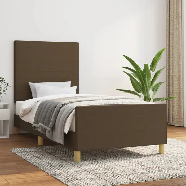 Gossi cadru de pat fara saltea, maro inchis, 80x200 cm, textil