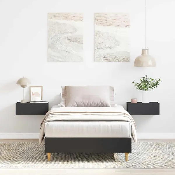Gossi cadru de pat fara saltea, negru, 100x200 cm, lemn prelucrat