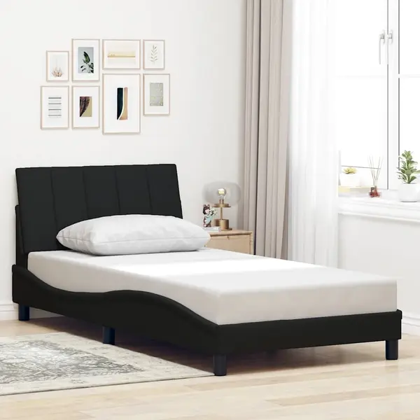 Gossi cadru de pat fara saltea, negru, 100x200 cm, textil