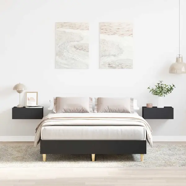 Gossi cadru de pat fara saltea, negru, 120x190 cm, lemn prelucrat