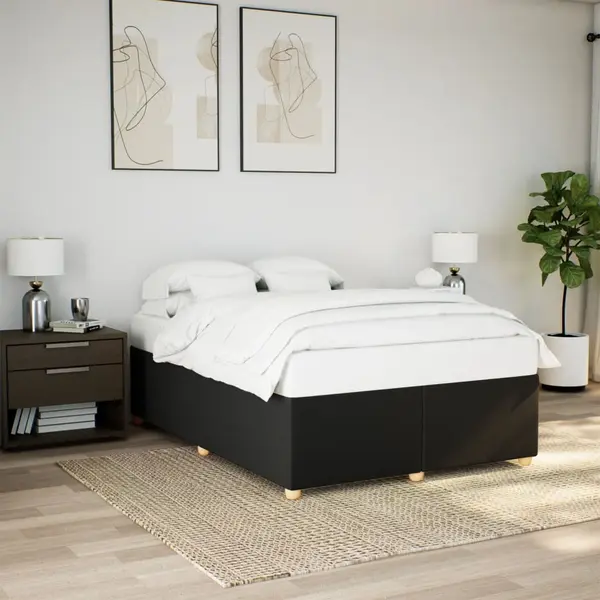 Gossi cadru de pat fara saltea, negru, 140x190 cm, textil