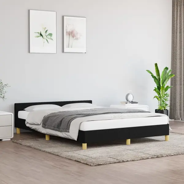 Gossi cadru de pat fara saltea, negru, 140x190 cm, textil