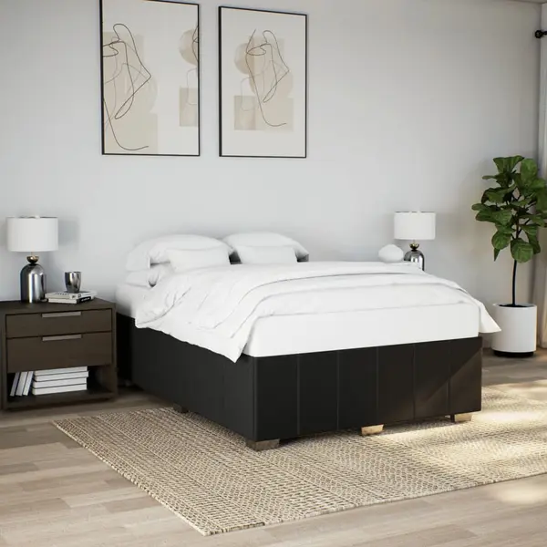 Gossi cadru de pat fara saltea, negru, 140x200 cm, textil