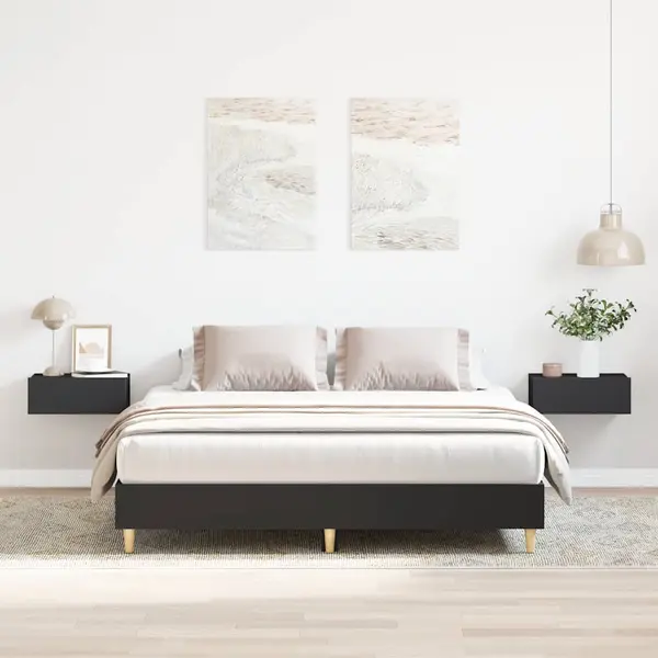 Gossi cadru de pat fara saltea, negru, 150x200 cm, lemn prelucrat