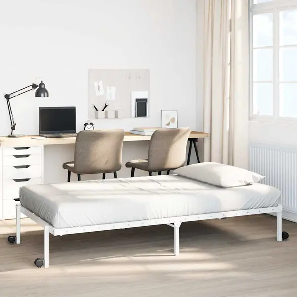 Gossi cadru de pat fara saltea pliabil alb 107x203 cm otel