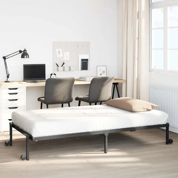 Gossi cadru de pat fara saltea pliabil negru 100x190 cm otel