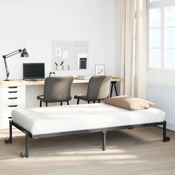 Gossi cadru de pat fara saltea pliabil negru 107x203 cm otel