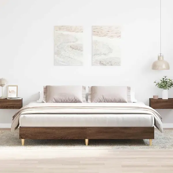 Gossi cadru de pat fara saltea stejar maro 200x200 cm lemn prelucrat