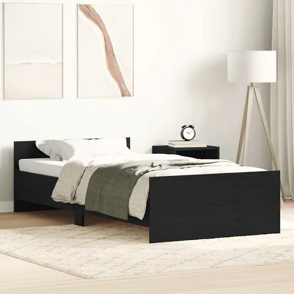 Gossi cadru de pat fara saltea stejar negru 90x200 cm lemn prelucrat