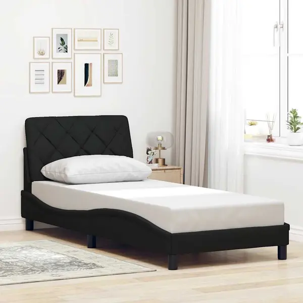 Gossi cadru de pat fara saltea tesatura neagra 80x200 cm