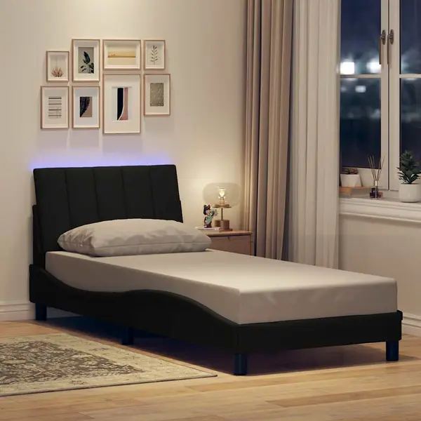 Gossi cadru de pat fara saltea tesatura neagra 80x200 cm