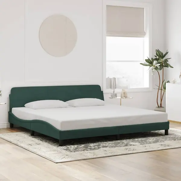 Gossi cadru de pat fara saltea, verde inchis, 200x200 cm, catifea